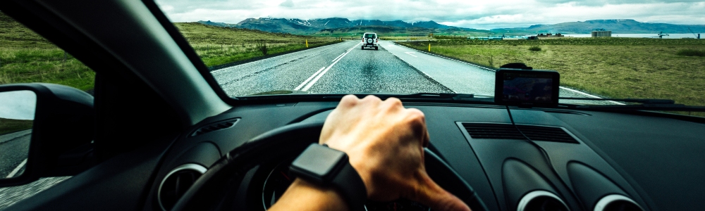 Driving in Car on Rainy Day