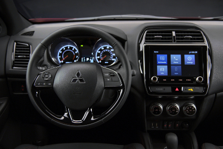 Dashboard View of 2023 Outlander Sport with Steering Wheel and Infotainment Center