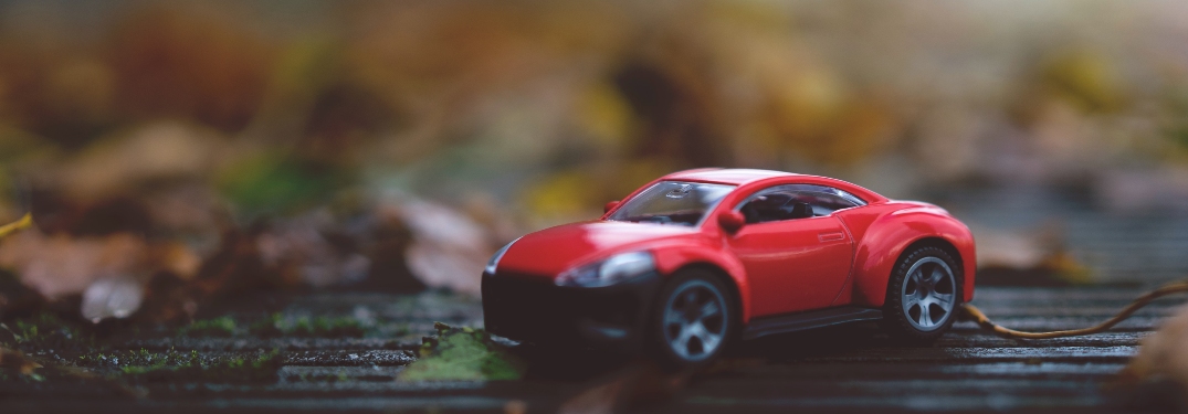 Red Toy Car on Log