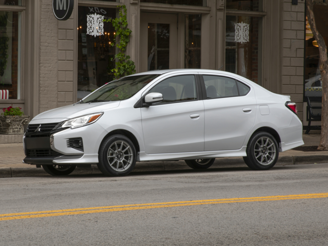 A 2024 Mitsubishi Mirage G4 parked on a curb in San Jose, CA