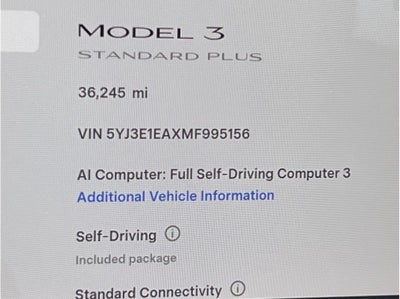 2021 Tesla Model 3 Standard Range Plus Sedan 4D